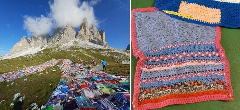 Vendute oltre 2mila coperte della gigante "V" di lana sulle Tre Cime di Lavaredo